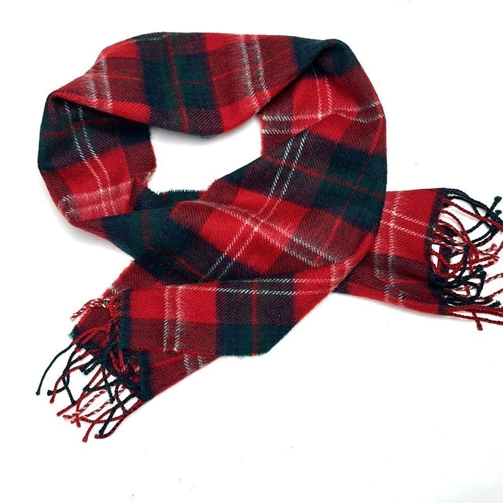 Highlander by Lochcarron Scotland Tartan Plaid Red Lambswool Scarf